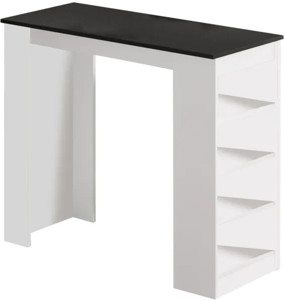NORDVÄRK ST1 Bartisch, mit 3 Regalen - weiß und schwarz Melamin (120x51,6)
