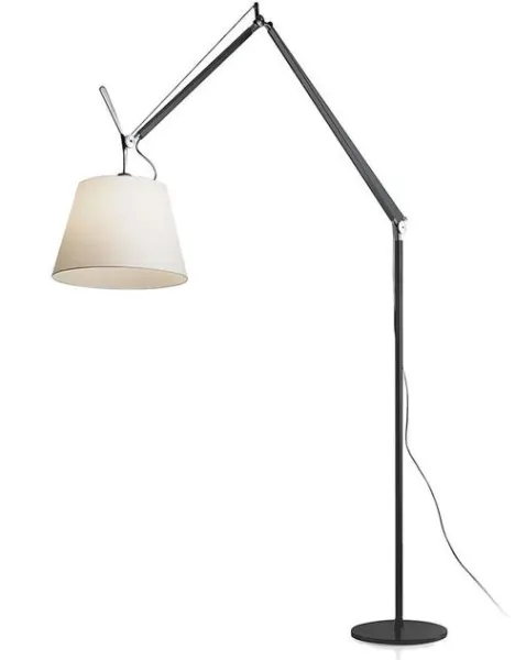 Artemide Tolomeo Mega Stehleuchte Schwarzer Körper 32 cm Pergamentschirm mit Dimmer