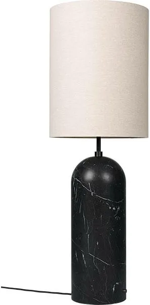 GUBI Gravity Stehlampe Schwarzer Marmor und Leinwandschirm XL Hoch