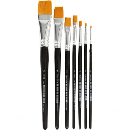 Gold Line Pinsel, Nr. 0-20, B: 2-24 mm, flach, 7 Stk.