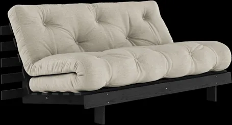 Karup Design Roots Schlafsofa mit Roots Matratze 160x200 Leinen/Schwarz lackiert